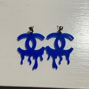Blue Designer Drip Earrings